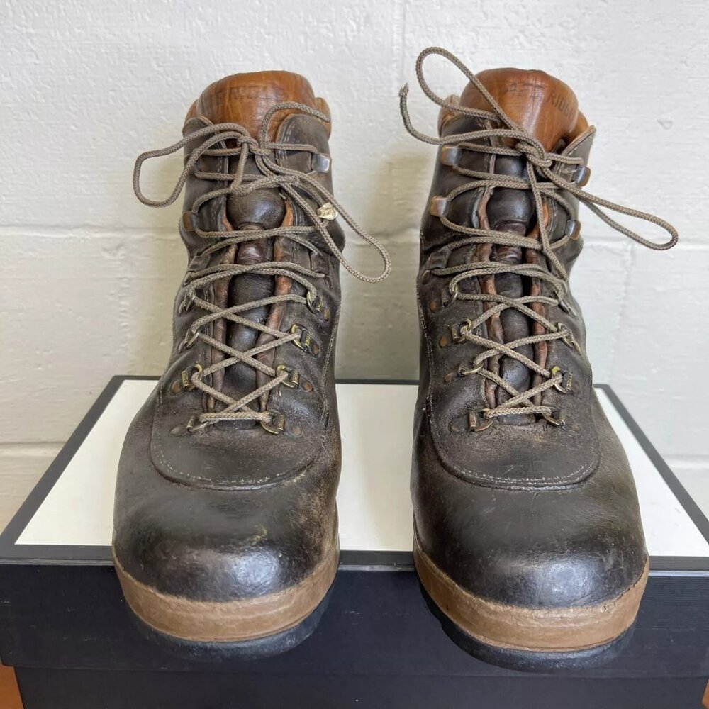 Vintage Asolo AFX Men's Brown Leather Outdoor Hiking Boots Lace Up Sz 45 1/3 EU